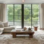 Pinch Pleated Lille Linen Memory Trained Blackout Curtains Natural Modern Custom Drapes